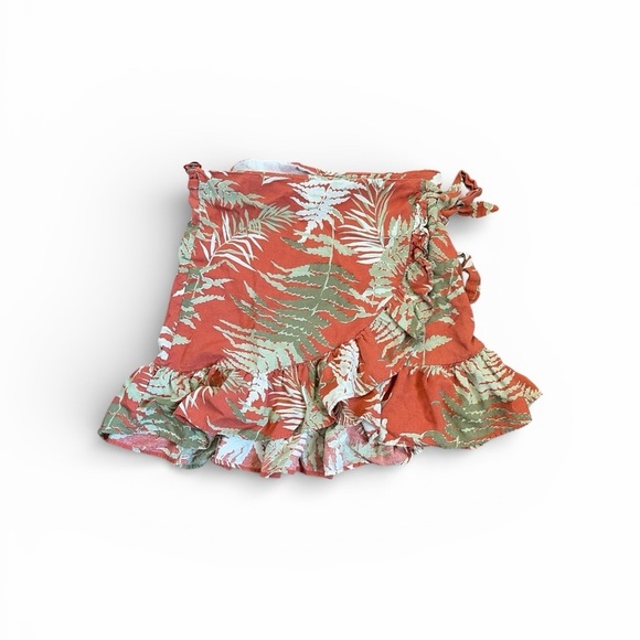 Zara Dresses & Skirts - Zara Orange and Green Wrap Floral Skirt XS